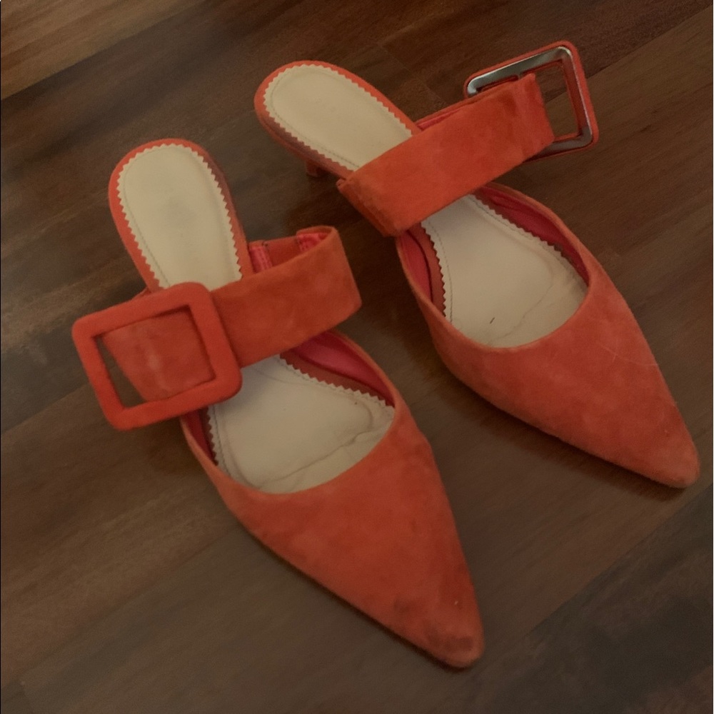 Zara Res Kitten Heel Mules with Buckle